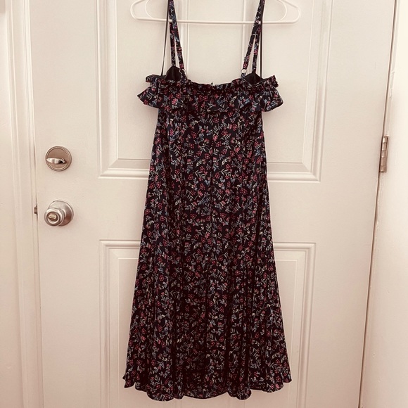J. Crew Silk/ Elastane Floral Ruffle Strap Midi Dress - Picture 4 of 10